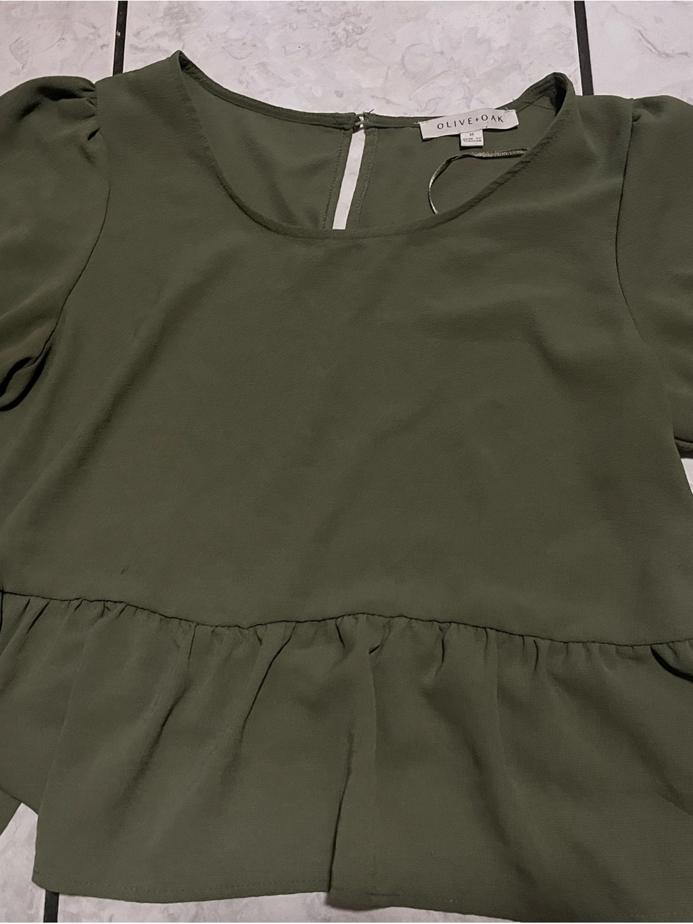 Olive & Oak Dark Olive Peplum Blouse